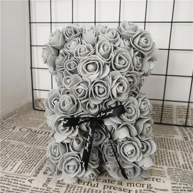 

25/38cm Cartoon Rose Bear Artificial Flowers PE Rose Flower Bear Christmas Gifts for Women Valentine's Day Gift Puppy Toys
