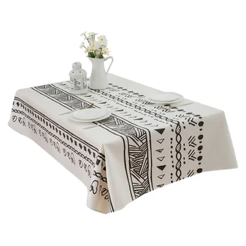 

Decorative Home Table Cloth Dining Washable Anti Dirt Oilproof Reusable Rectangular Cover Moroccan Style Geometric Pattern