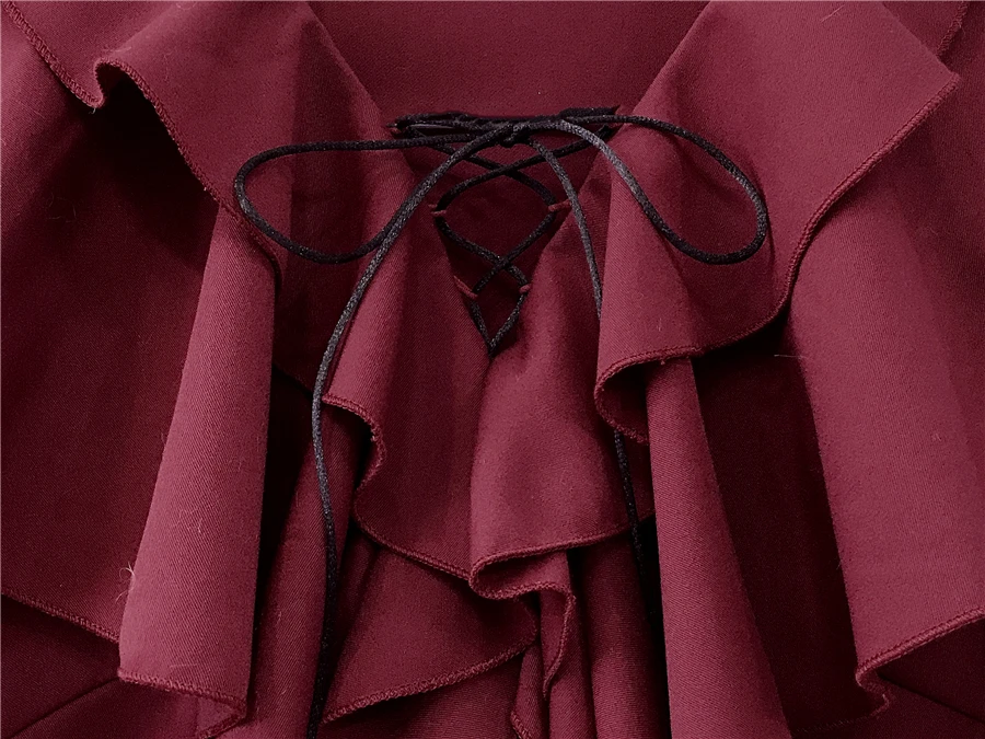 WHITNEY WANG, блузки,, Весенняя мода, на шнуровке, v-образный вырез, рукав-фонарик, оборки, шифоновая блузка, для женщин, Blusas, женская рубашка, Топ