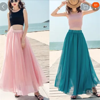 

15 Solid Color Long Skirt Summer Beach Boho Skirt Black Gray Green Blue Red Purple Yellow Pink White Women Skirt