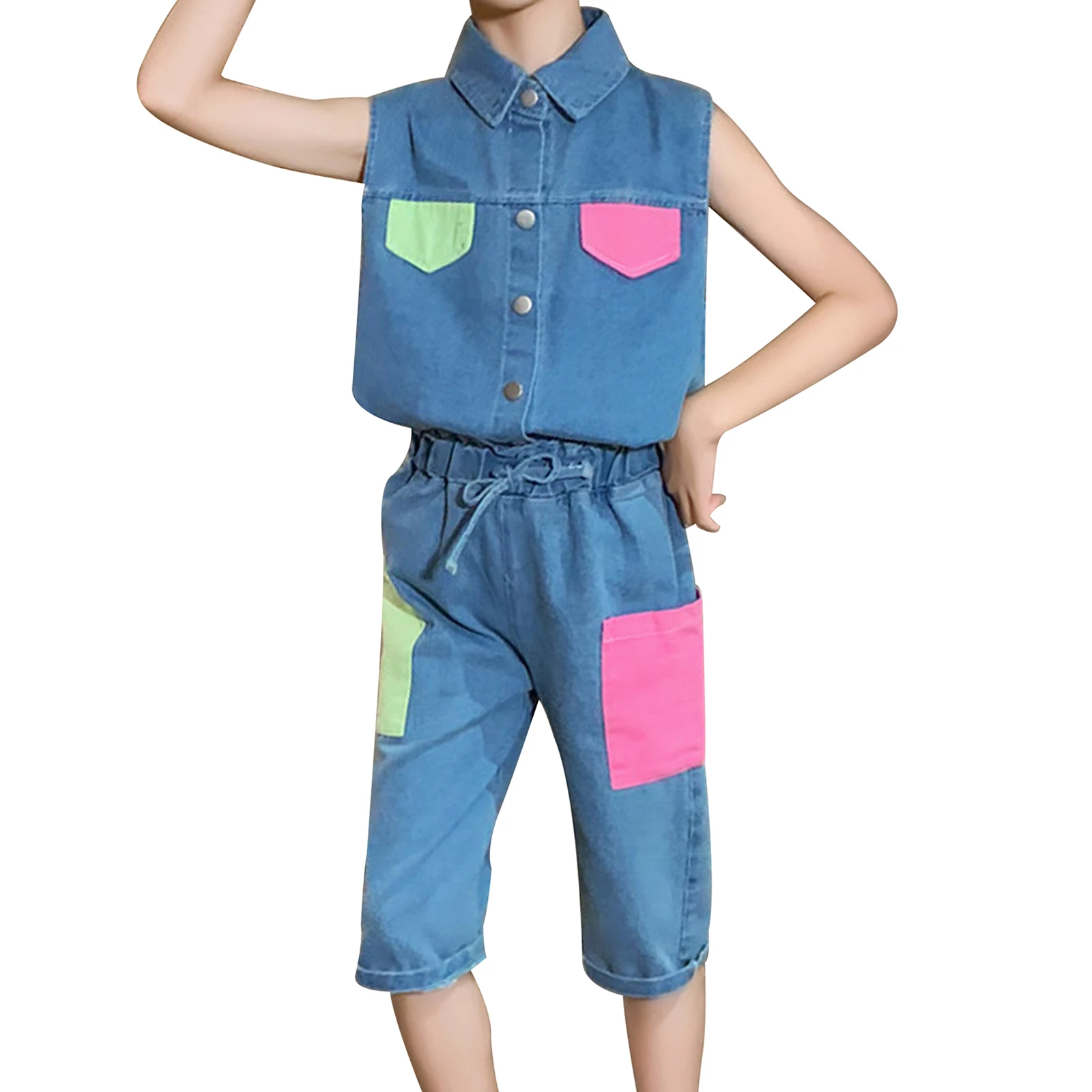 

Kids Summer Clothes Set for Girls Denim Shirt And Pants 2pcs Children Outfits 2021 New Girls Clothing Tracksuit 6 8 10 12 Years
