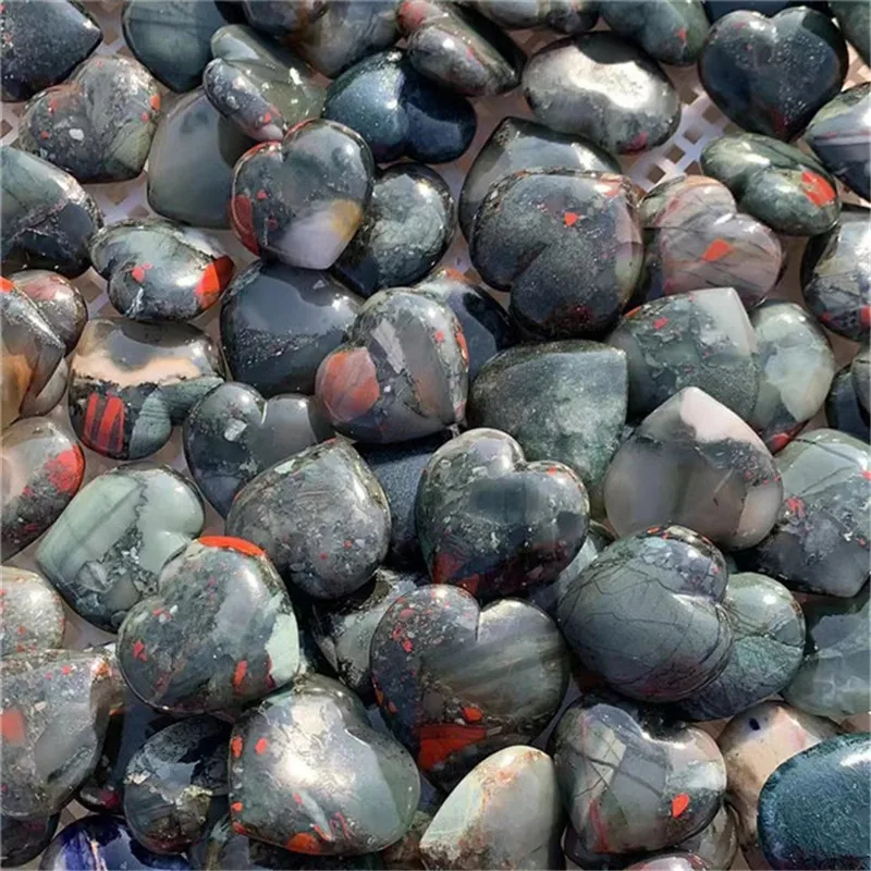 Hot Selling Hand Carved Crystals Crafts Gemstone Natural Bloodstone Heart Shaped Stones For Buyer 3