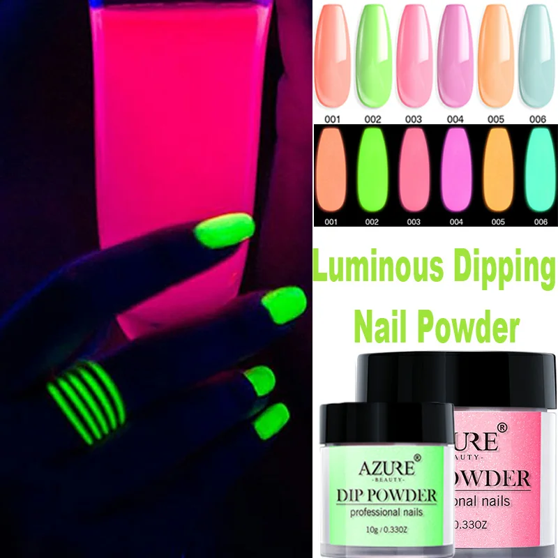 

Azure Beauty Luminous Dip Powder Fluorescent Effect Glitter Nail Dip Powder Gradient Color Luminous Glow In Dark Nail Powder