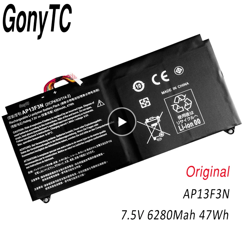 

GONYTC Original Battery 47Wh For ACER AP13F3N For Aspire S7-392 S7-392-9890 7.5V 2ICP4/63/114-2