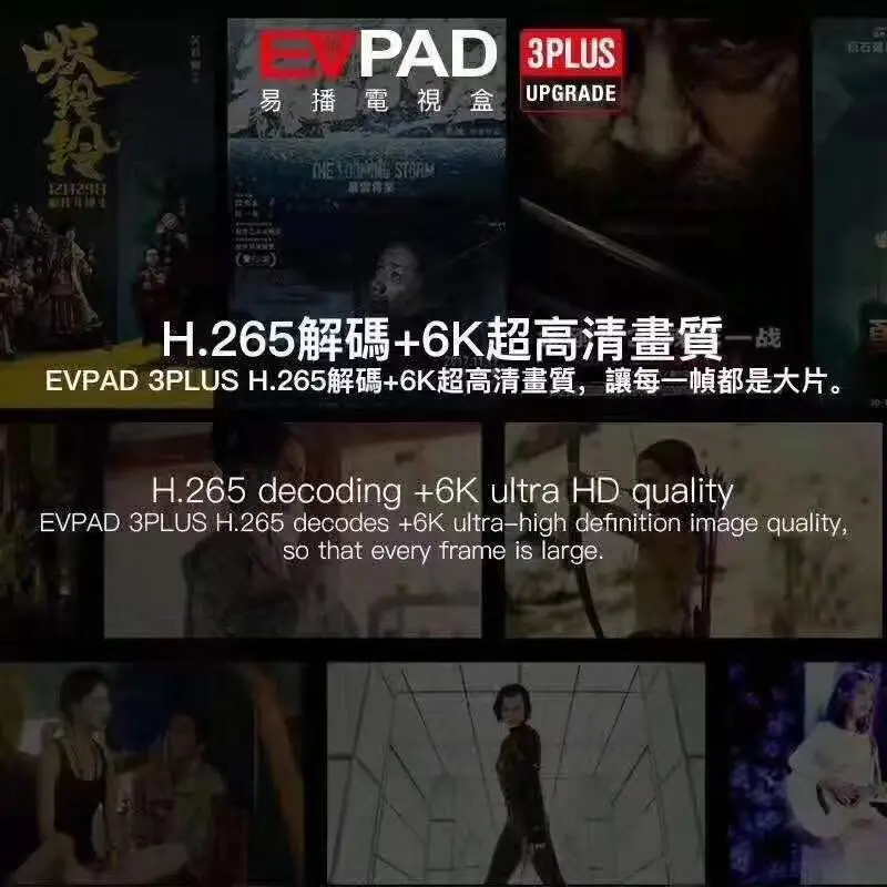 [Подлинный] Evpad tv box evpad 3/3 plus/3max free lifetime live tv/VOD/воспроизведение поддержка h.265 декодирования 6k ultra HD 3D медиа
