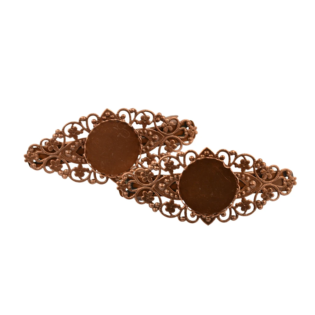 2pcs Filigree Hair Clip Barrettes Cabochon Setting Finding Hair Accessories