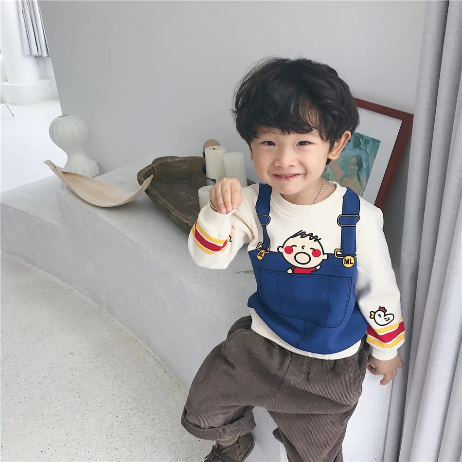 Tonytaobaby/Новинка; милая детская одежда с рисунком для мальчиков и девочек; осенние толстовки для мальчиков; свитер для девочек