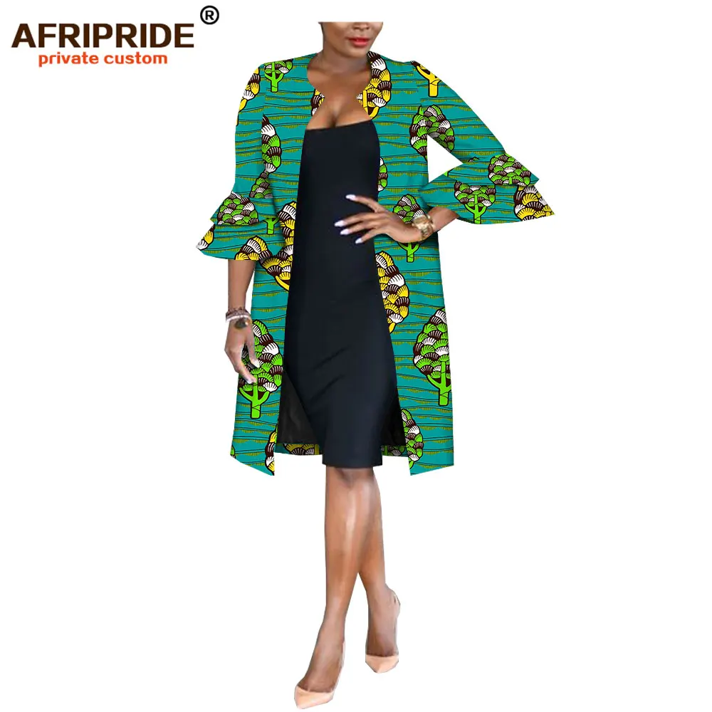 Afripride Женская куртка с принтом в Анкаре, сделанная на заказ, женская повседневная куртка до колена с расклешенными рукавами A1824007 - Цвет: 555J
