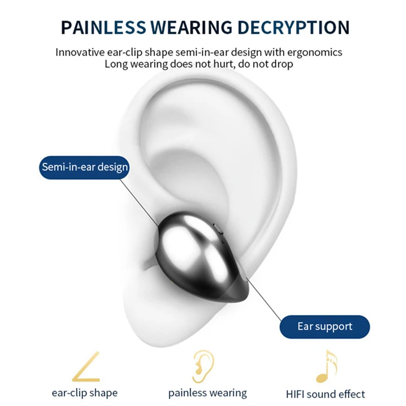 Earpiece Half In Ear Bluetooth Headset 5 0 Wireless Headset For iPhone Xiaomi Smartphone Headset TWS Headset Sports Headset