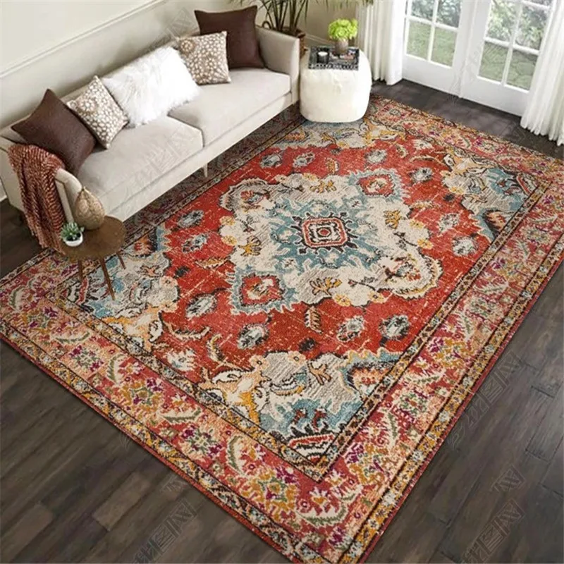 Morocco Style Carpet for Living Room Jacquard Floor Mat Floral Rug Bedroom Bedside Absorbent Bohemian Turkish Retro Area Rugs