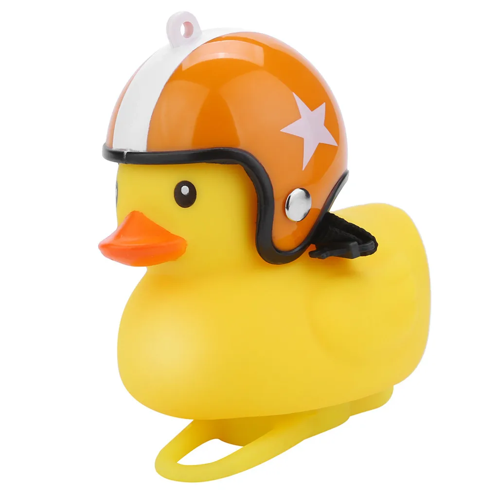 Flash Deal 1pc Cartoon Yellow Silica Little Duck Helmet Head Bicycle Light Shining Mountain Bike Handlebar Duck Head Light Bell Accesso#PY6 11