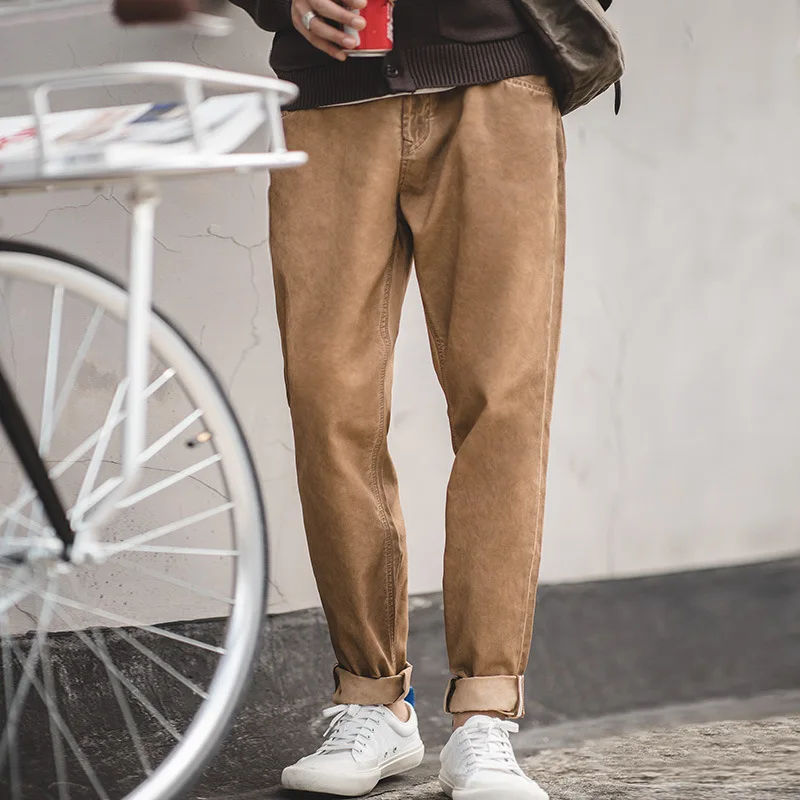 

Madden Workwear Japanese-style Retro Persimmon Dyeing Wind Casual Pants May Kaji Washing Retro Kaki Straight-Leg Trousers Men's