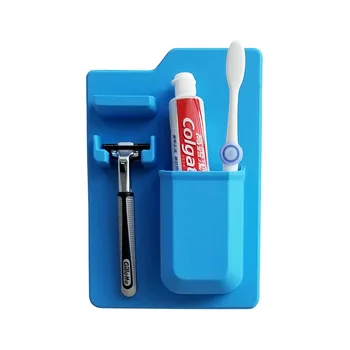 

Silicone Bathroom Organizer Razor Toothbrush Waterproof Toothbrush Holder Toothpaste Shelf Wall-Mounted Toiletry Organizer