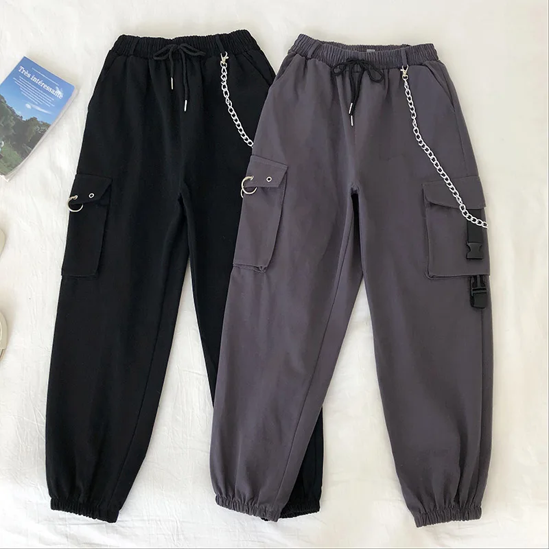 

Pocket high waist overalls female autumn 2020 new Korean version of Hong Kong flavor b wind beam pants casual pants