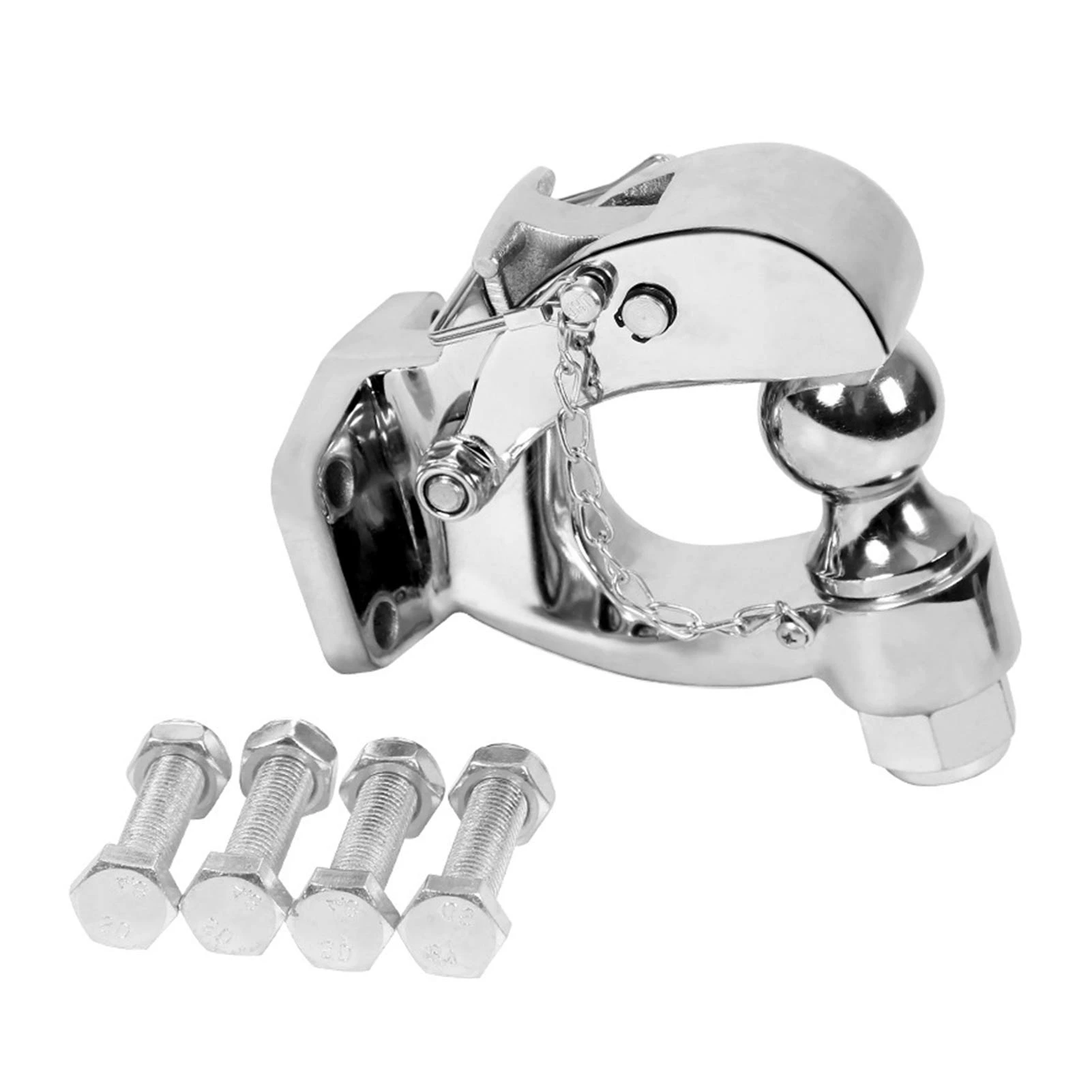 Gancho remolque de acero inoxidable para coche, 3 a 5 toneladas de carga, soporte de montaje de bola de enganche antirrobo con bola remolque combinada de bloqueo|Enganches de y