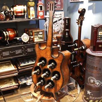 

95 cm Violin and guitar multi-purpose wine cabinet can hold 7 bottles of red wine and 2 cups of creative wine rack