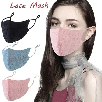 

mascarillas mask Adult Women Washable Lace Flower Adjustable Cotton Breathable Face Mask masque cubrebocas mondmasker wholesale