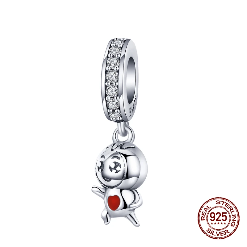Китайский год красный серебряные бусины 925 пробы подвеска талисманы fit Pandora браслет ожерелье ювелирные изделия - Цвет: SC11770