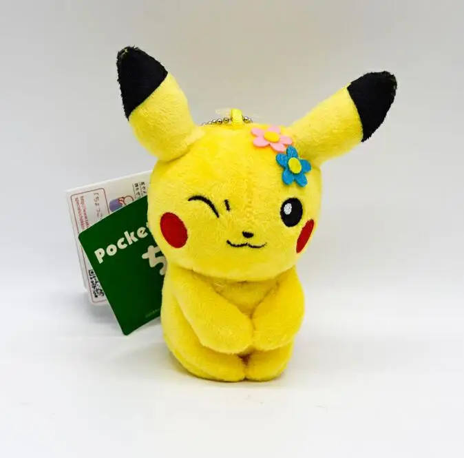 10 шт./лот 12 см аниме мультфильм Пикачу Snorlax чармандер Eevee кулон брелок плюшевая игрушка подарок детям лучший Рождественский подарок игрушки - Цвет: Черный