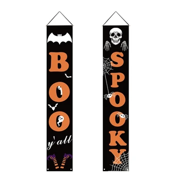 

Halloween Banner Indoor Outdoor Decorative Hanging Sign for Home Office Front Door Porch Welcome Halloween Decorations