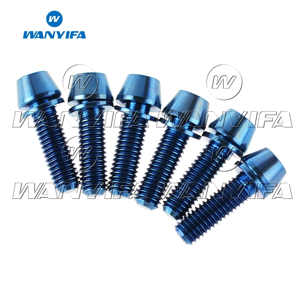 Wanyifa 6 шт. титановые Ti M5 x 16 18 20 мм шестигранные конические головки болты с шайбой