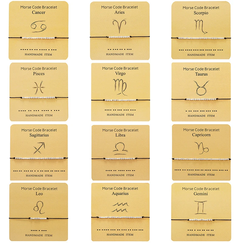1 Pc Constellation Series Morse Code Braccialetti Intrecciati Per Donna Uomo Gioielli Colore Argento Regolabile Regalo Di Compleanno Di San Valentino