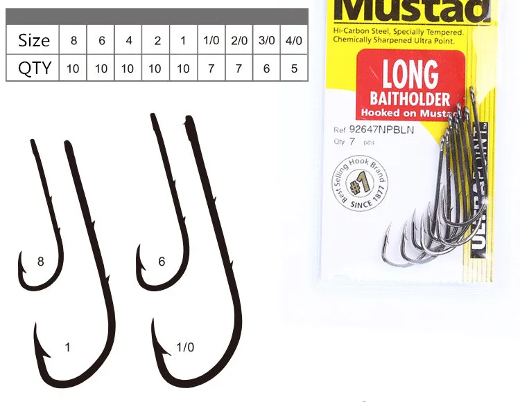 

5 Pack/lot Mustad Hooks for Live Bait Casting Fishing 92647NP-BN# Double Backstab Hooks Worm Barbed Hooks Pesca Fish Accessories