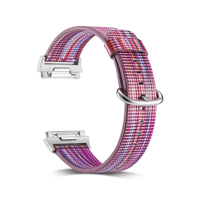 Кожаный ремешок с рисунком для fitbit, сменные ионные Ремешки для наручных часов, аксессуары для часов, браслет, черный браслет - Цвет ремешка: B