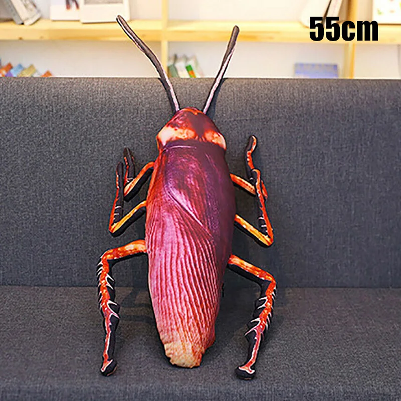 Высокое качество яркий 3D моделирование тараканов плюшевые подушки реквизит для розыгрышей насекомых Nap игрушка - Цвет: 55cm