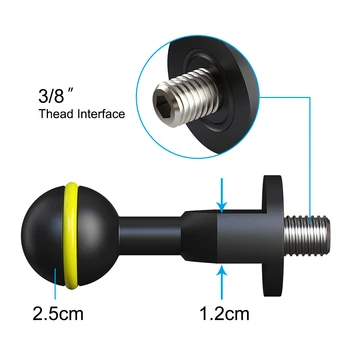 

Aluminum Alloy Ball Adapter with 3/8" Screw For Underwater Camera Arm Tray Diving Photography System 1pc
