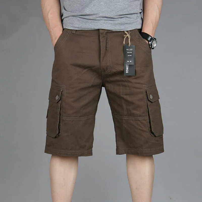 Cargo Shorts Men Summer Casual Mulit-Pocket Shorts Men Joggers Shorts Trousers Men Breathable Big Tall 42 44 46 Large Size - Цвет: Коричневый