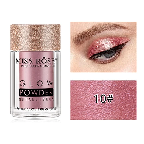 MISS ROSE Shimmer Свободные Тени для век Пудра Макияж Пигмент Водонепроницаемый Блеск Тени для век 3D телесный металлик глаза Пудра Косметика - Цвет: 10