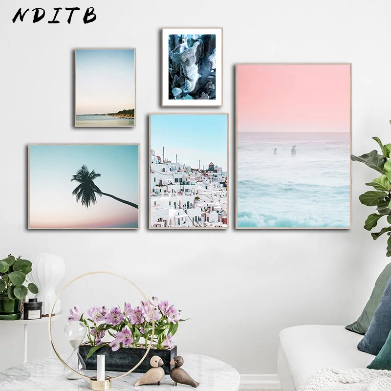 

Ocean Sunset Wall Poster Sea Landscape Canvas Print Nordic Scenery Painting Scandinavian Art Living Room Decoration Picture