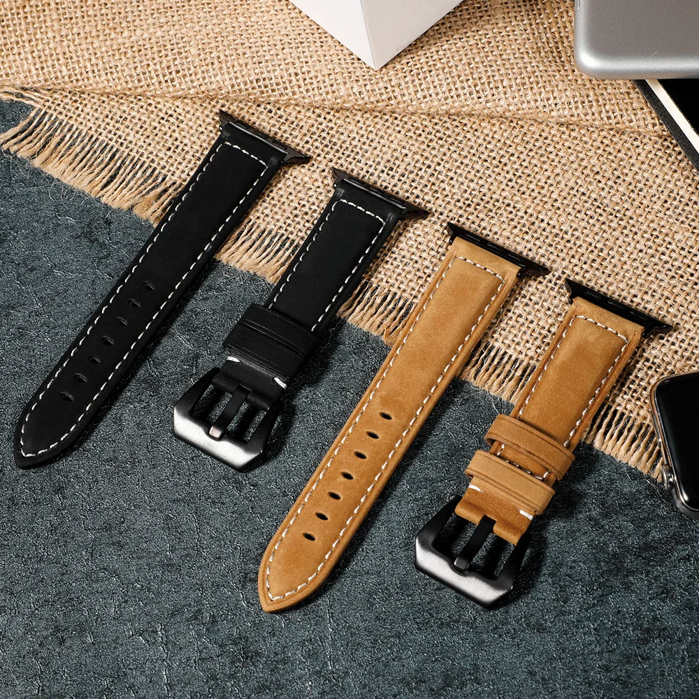 

Genuine Leather strap For Apple Watch Band 44 mm 40mm iWatch band 38 mm 42mm Retro watchband pulseira Apple watch series 5 4 3 2