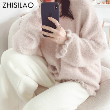 

Long Sleeve Sweater Women Knitted Pullover Women Solid Cashmere Sweater Oversized Pull Femme Hiver 2019 Women Tops