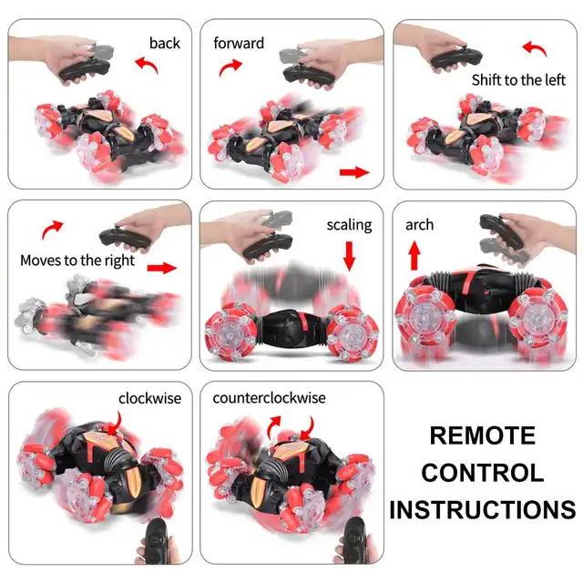 4WD 2.4G Stunt RC Car 360°Rotation Drift Gesture Induction Control Car Twisting Off-road Vehicle with Light Music Drift Toy Gift 6