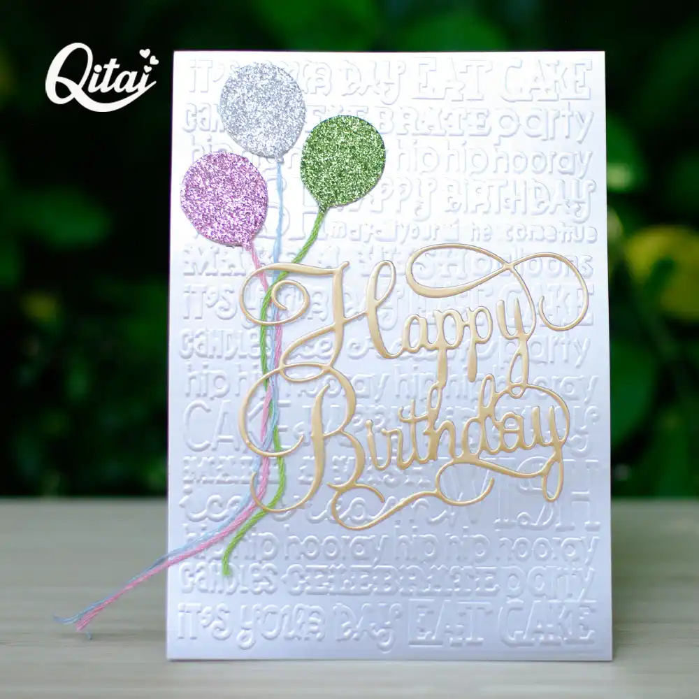 Qitai 2 Pz Set Di Buon Compleanno Lettere In Metallo Fustelle Carta Artigianato Creativo Decorazione Fai Da Te Di Carta Scrapbooking Handmade Md292 Fustelle Aliexpress