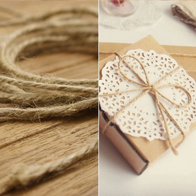 Natural Brown Hemp Rope Twine String Cord Craft DIY Making Jute Packaging Retro