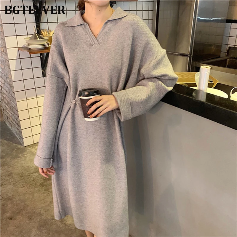 button up sweater dress