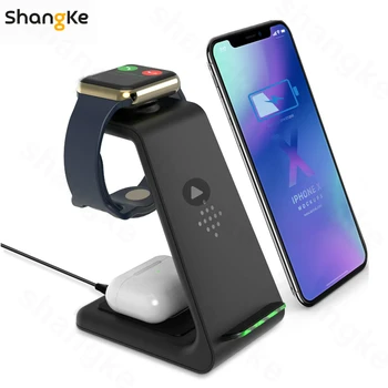 

Wireless Charger 3 In 1 Fast Charge For Iphone SE/11/XR/8Plus Charger Dock For Apple Watch 5/4 Airpods Pro Wireless Charge Stand