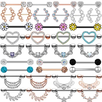 

1pair Sexy Nipple Jewelry High Quality Zircon Nipple Rings Heart Barbell Nipple Ring Piercing Helix Piercing Body Jewelry Oreja