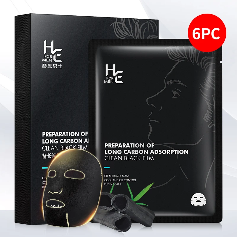 

Hearn Men's Mask 6 Pieces Essence Hyaluronic Acid Skin Care Deep Cleansing Pore Oil Control Whitening Moisturizing Mask