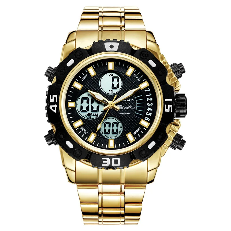 

Amuda Almeida Electronic Dual Display Quartz Watch Men Steel Belt Business Watch