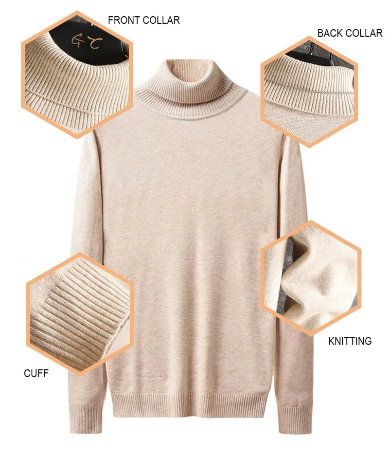 Men's Sweater Pullover Fashion Simple Knitted Sweaters Black Loose Long Sleeve Multicolor Winter Soft Warm Wool Turtleneck Hot