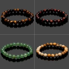 Новые браслеты с бусинами из натурального камня высокого качества из тигрового глаза с Буддой лавы круглые бусины эластичность веревки браслеты для женщин и мужчин ювелирные изделия