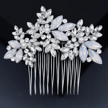 Efily Bridal Wedding Hair Accessories Crystal Flower Pearl Hair Combs for Women Bride Headpiece Party Jewelry Bridesmaid Gift 6