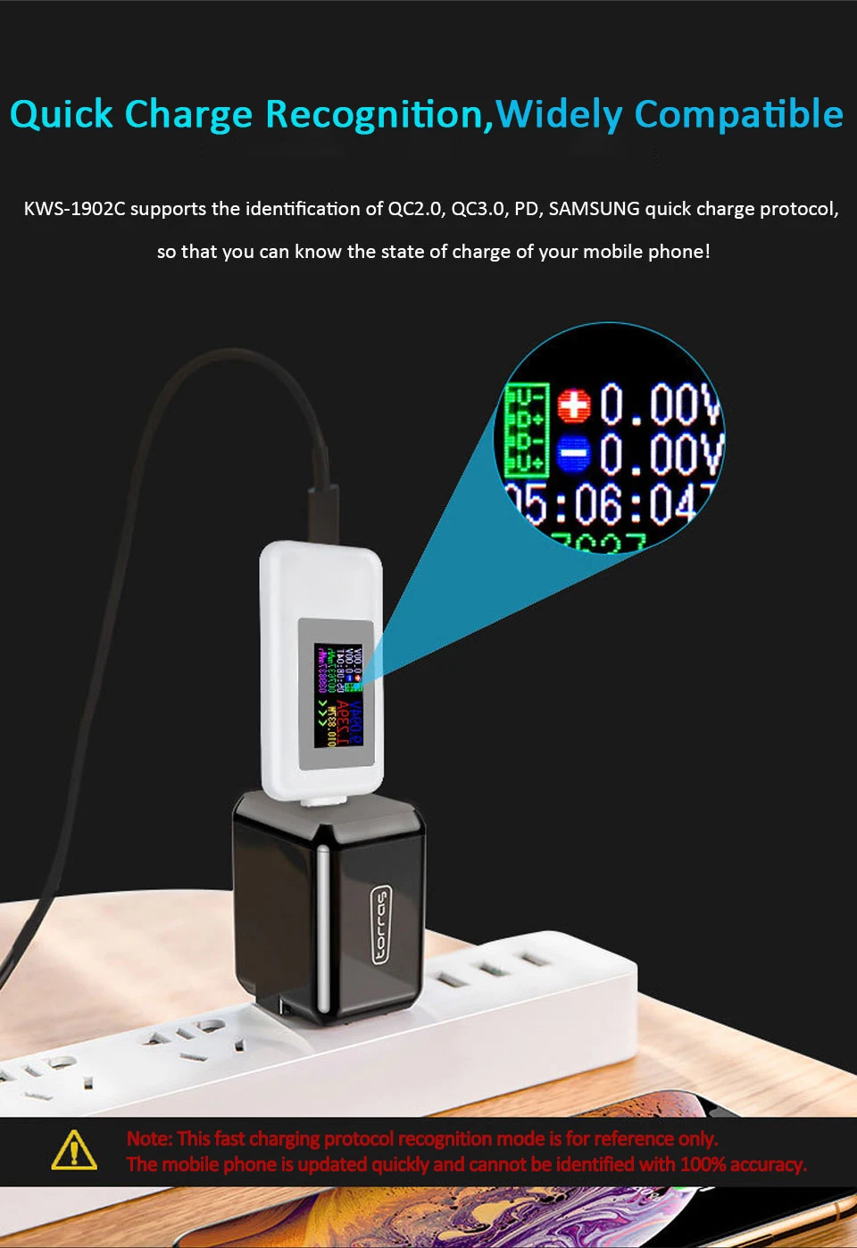 Color Display USB Tester 0-6.5A Current 4-30V Voltage USB Charger Tester Time Display Mobile Power Detector Battery Test wind anemometer