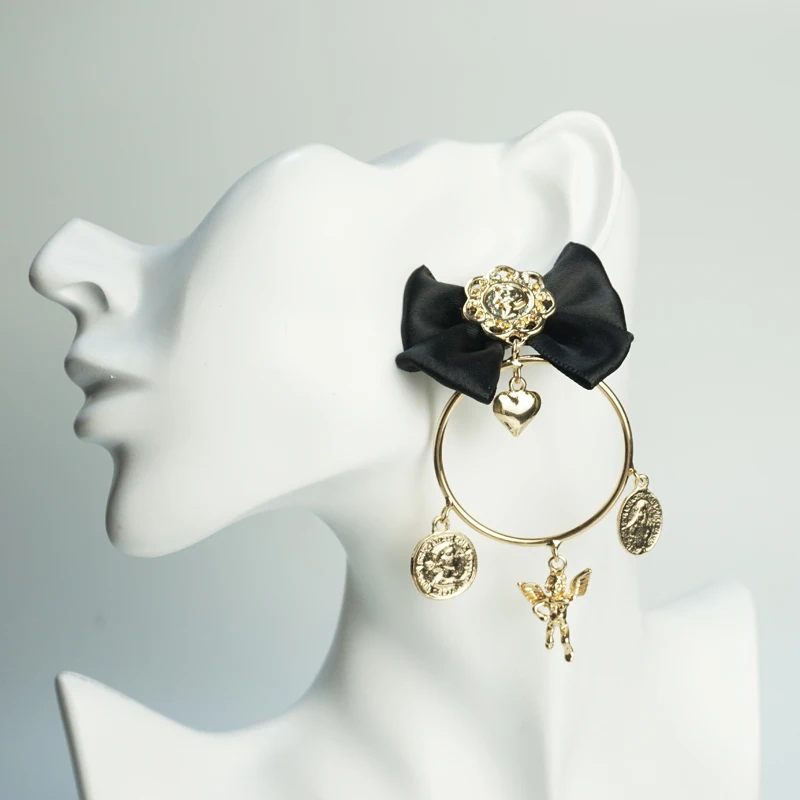 2020 New Design Korean and European Statement Earring for Woman High Class Multi Layers Bowknot Big Round Sun Goddess Cc | Украшения и