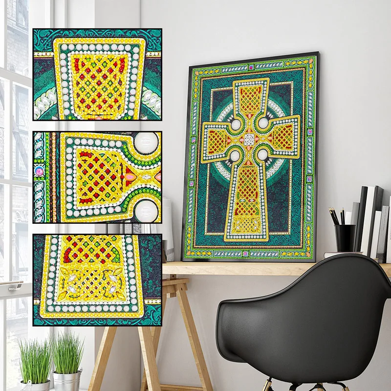 RUBOS 5D Diamond Mosaic Icons Celtic Cross Art Diamond Embroidery Painting God Bead Beadwork Pearl New Sale Pictures Home Decor (1)
