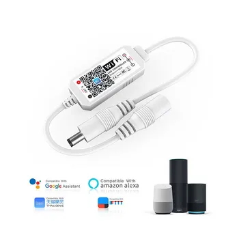 

Mini Wifi Single Color LED Controller Dimmer DC 5V-28V Timer Music Voice APP Controller work with Amazon Alexa Google Assistant